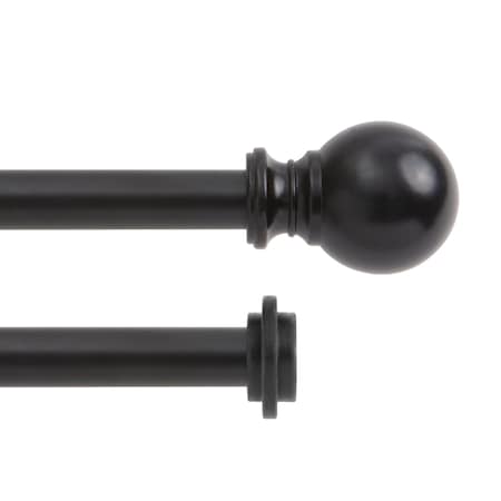 Kenney Mfg Kenney Ball 5/8" Standard Decorative Window Double Curtain Rod, 36-66", Matte Black KN75917NP